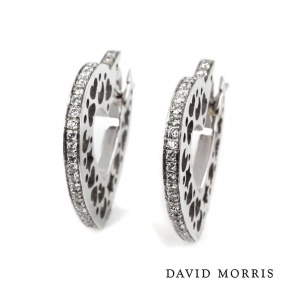 David Morris White Gold Diamond Heart Earrings David Morris White Gold Diamond Heart Earrings